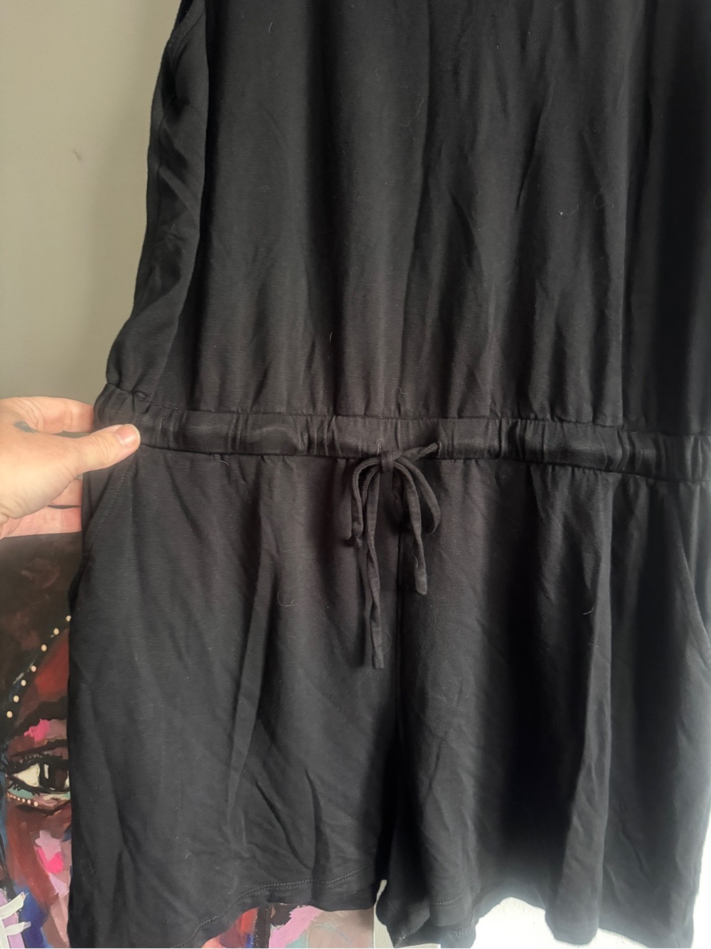 Essential Black Sleeveless Jersey Romper with Pockets size L/XL - Picture 6 of 10